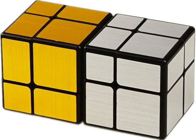 QiYi Spiegel 2x2 Zauberwürfel Puzzle, Gold/Silber, Kunststoff - Bild 1
