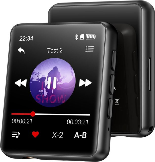 Oilsky MP3-Player mit Bluetooth 5.4, 128 GB tragbarer Musik-Player mit 1,8-Zoll-Voll-Touchscreen, integriertem Lautsprecher, UKW-Radio und Recorder in Schwarz - Bild 1