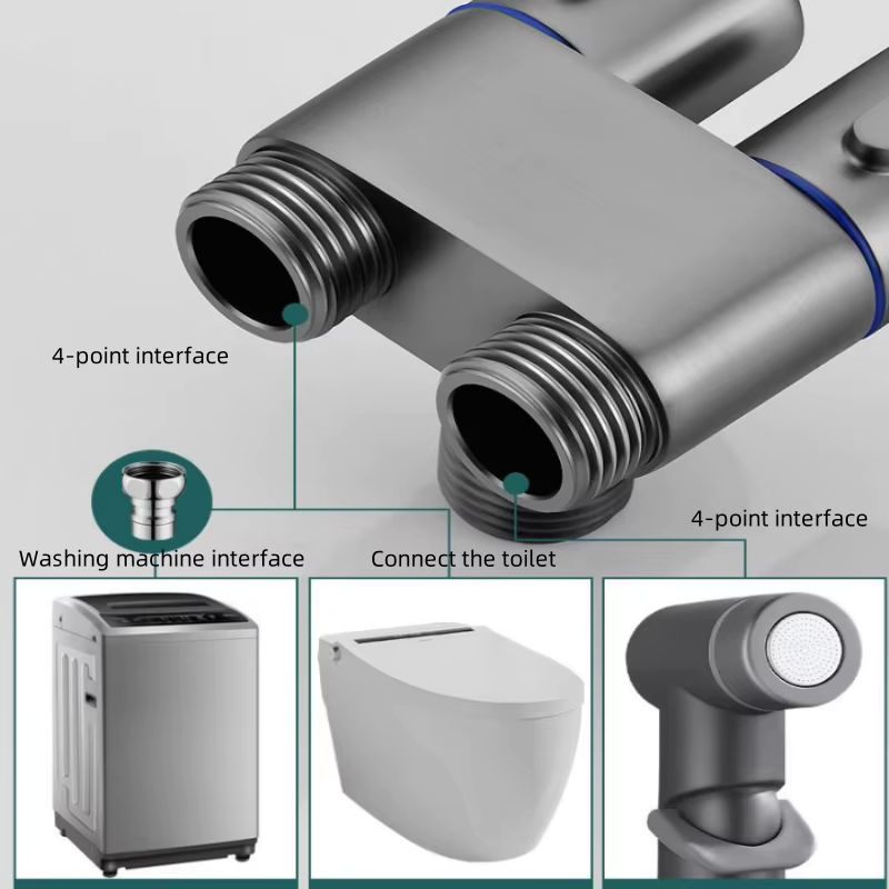 Handheld Bidet Sprayer Set für das WC mit Eckventil in Schwarz und Silber - Bild 5