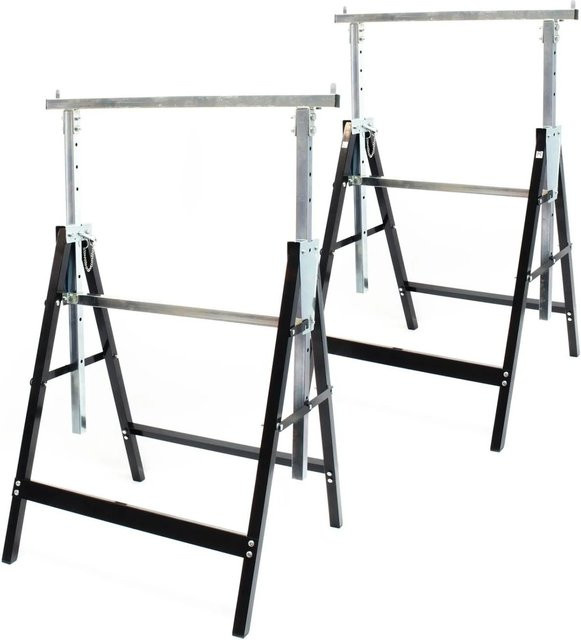 Wiltec 2er Set Gerüstbock Klappbock aus Stahl, Höhe: 80-130 cm, Belastbarkeit bis 200 kg - Bild 1