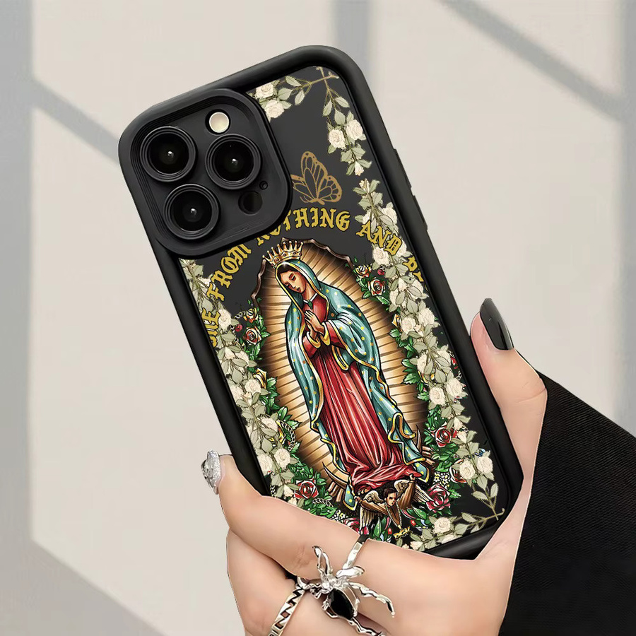 Handyhülle mit Jungfrau Maria-Muster für Apple iPhone 17, 16, 15 Serie in Schwarz und Multicolour - Bild 2