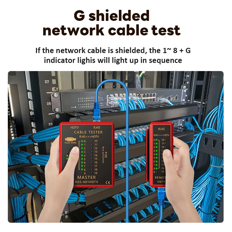 SHOYEE Multifunktionaler Netzwerkkabeltester mit HDMI-Kompatibilität für RJ45 8P8C LAN POE und RJ11 Telefonleitung in Rot - Bild 4