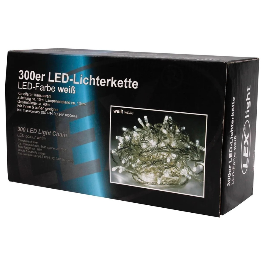 Lex LED Lichterkette mit 300 Lichtern in Weiß für Außen und Innen, IP44 wetterfest - Bild 2