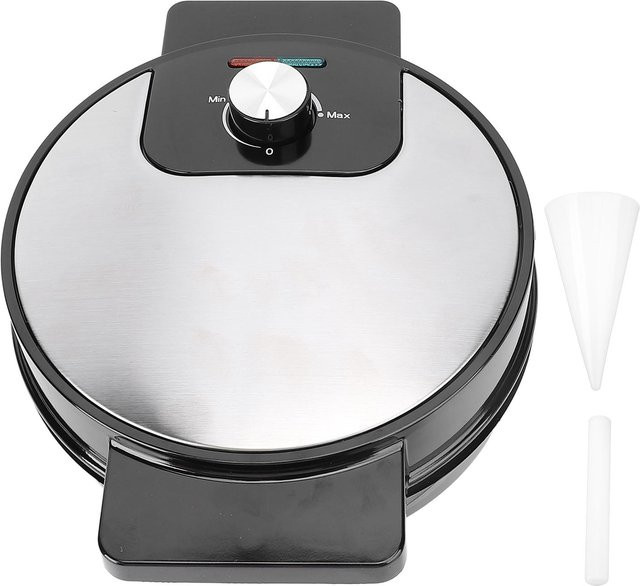 OutsideWorld Waffeltüten-Maker mit stufenloser Temperatureinstellung und Antihaftbeschichtung in Silber aus Edelstahl und Aluminium - Bild 1