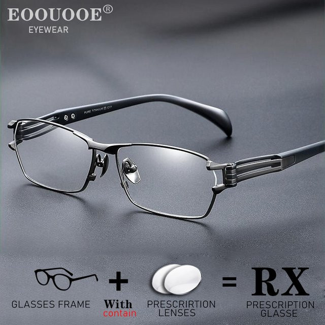 EOOUOOE Korrektionsbrille, Titan, Vollrand, rechteckig, Herren - Bild 1