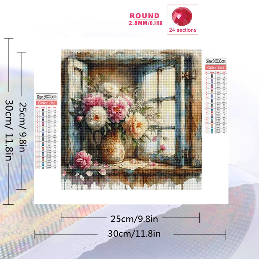 EverShine DIY Diamant-Stickerei Pfingstrosen-Blumen-Gemälde mit runden Diamanten in Multicolour, B/H: 20 x 20 cm - Bild 2