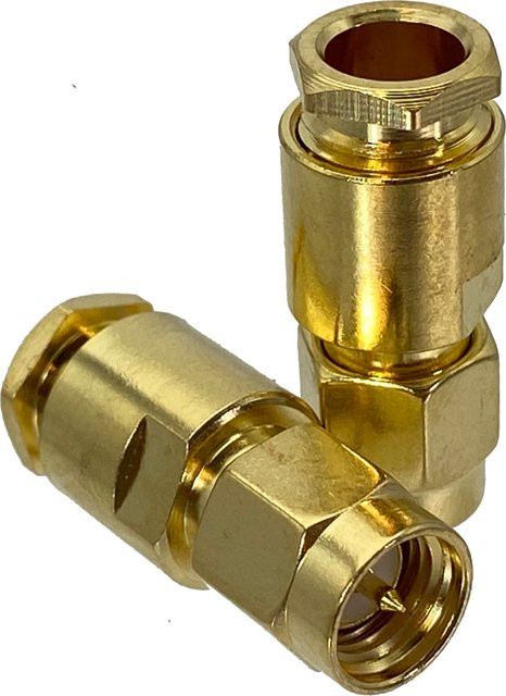 SMA Stecker Klemme gerade für RG58 RG142 LMR195 RG400 Koaxialkabel in Gold - Bild 1
