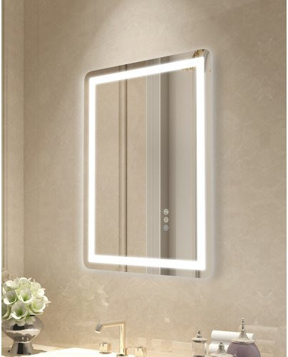 VEVOR LED Badezimmerspiegel mit Front- und Hintergrundbeleuchtung, beschlagfrei, stufenlos dimmbar mit 3 Farbtemperaturen, Wandmontage, B/H: 50 x 70 cm - Bild 1