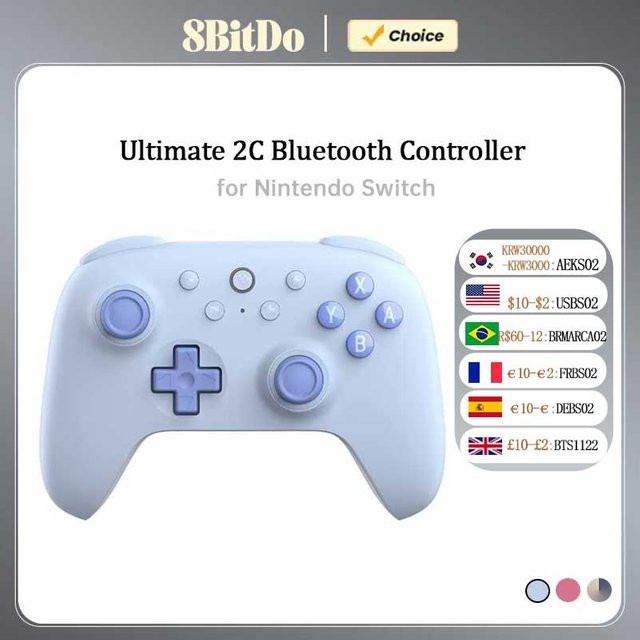 8BitDo Ultimate 2C Bluetooth-Controller für Nintendo Switch in Blau mit Hall-Effekt Joysticks - Bild 1