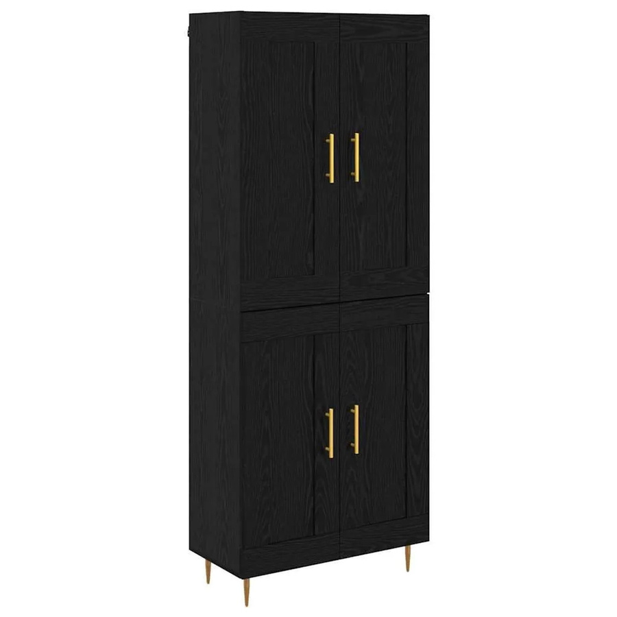 vidaXL Highboard in Schwarz und Eichen-Optik für Wohnzimmer und Esszimmer, B/T/H: 69,5 x 34 x 180 cm - Bild 2