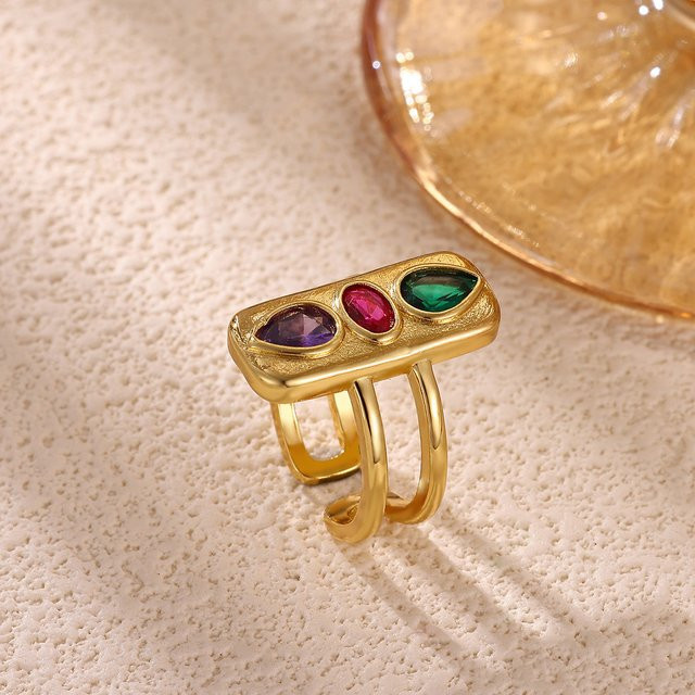 ETCAVCE Ring, Goldfarben, Zirkonia, Damen - Bild 1