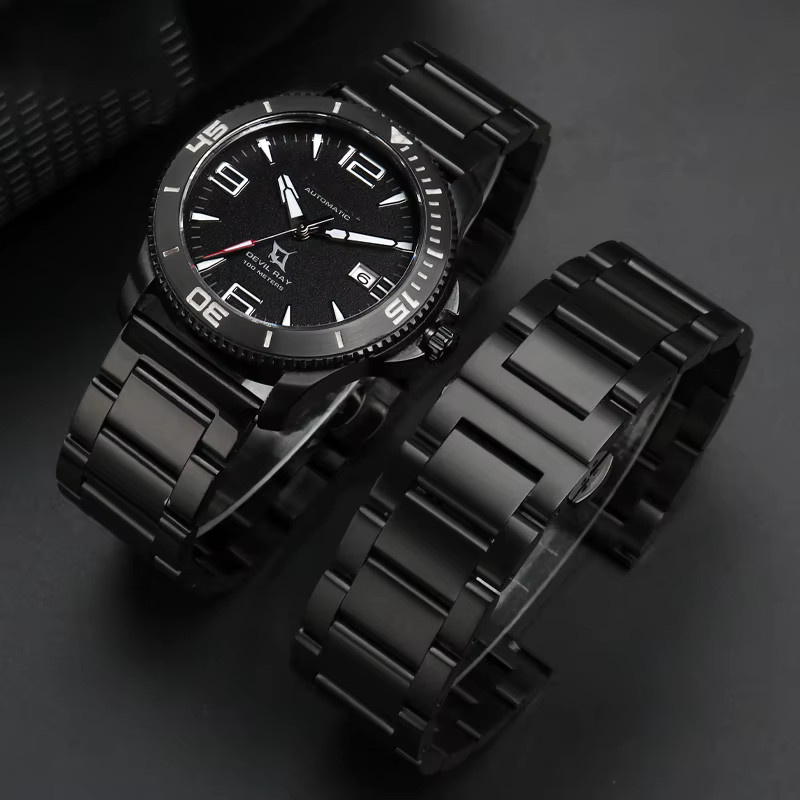 ZETHYDUM Uhrenarmband Edelstahl, Schwarz, Herren - Bild 2