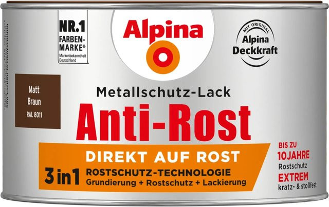Alpina Metallschutz-Lack Anti-Rost, braun matt, 300 ml - Bild 1
