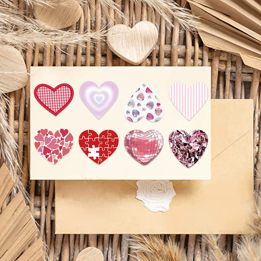 50 Stück bunte Herz-Aufkleber in Pink und Multicolour für DIY-Projekte, Laptop und Telefon - Bild 3