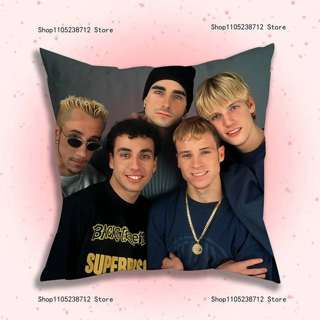 JMG Clothing BSB Backstreet Boys Kissenbezug mit Cartoon-Print aus kurzem Plüsch, Mehrfarbig, B/B/H: 35 x 35 x 1 cm - Bild 1