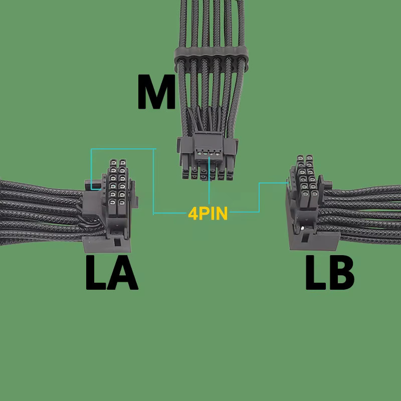T.F.SKYWINDINTL 90-Grad-Winkel Adapter für RTX 4090 und RTX 4080 Serie, 16AWG PCI-E 5.0 12VHPWR Stecker von 2x 8-Pin auf 16-Pin (12+4 Pin), erhältlich in Schwarz oder Weiß - Bild 2