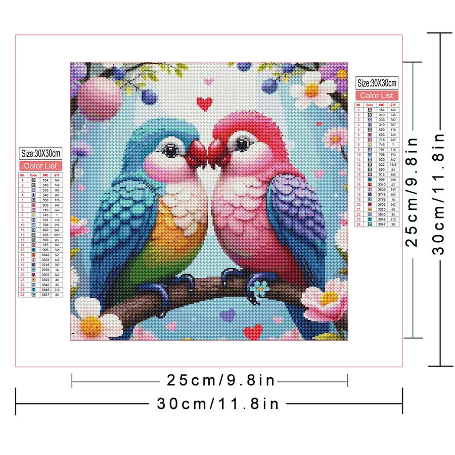 AZQSD 5D-Diamantgemälde Lovebirds Motiv als Leinwandkunst in Multicolor mit runden Steinen - Bild 2
