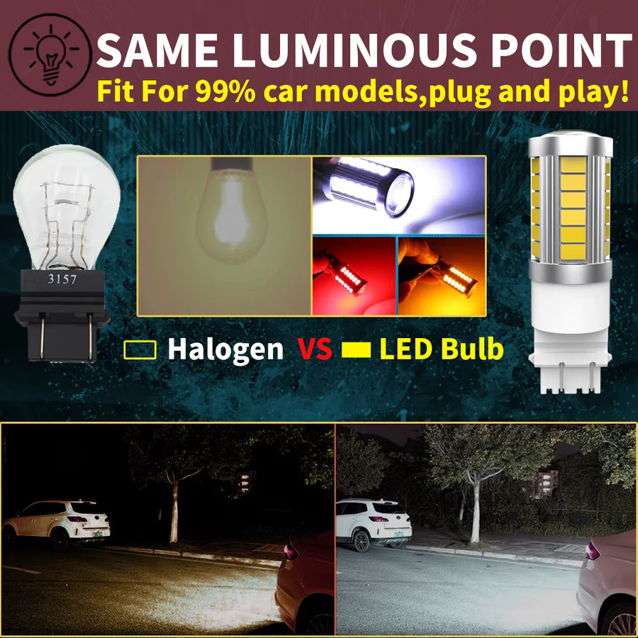 Neallor LED Bremslicht und Rückfahrscheinwerfer Set 2 Stück, T25 3157 P27/7W, Farben: Rot, Weiß, Bernstein, 12V - Bild 3