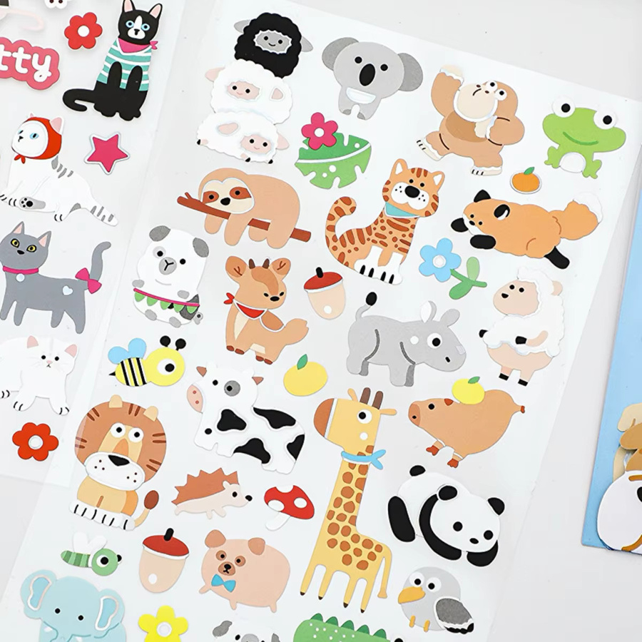 NEKONI Niedliche Tier-Aufkleber mit Welpen, Katzen und Hasen für Scrapbooking und DIY Journal, Mehrfarbig - Bild 1