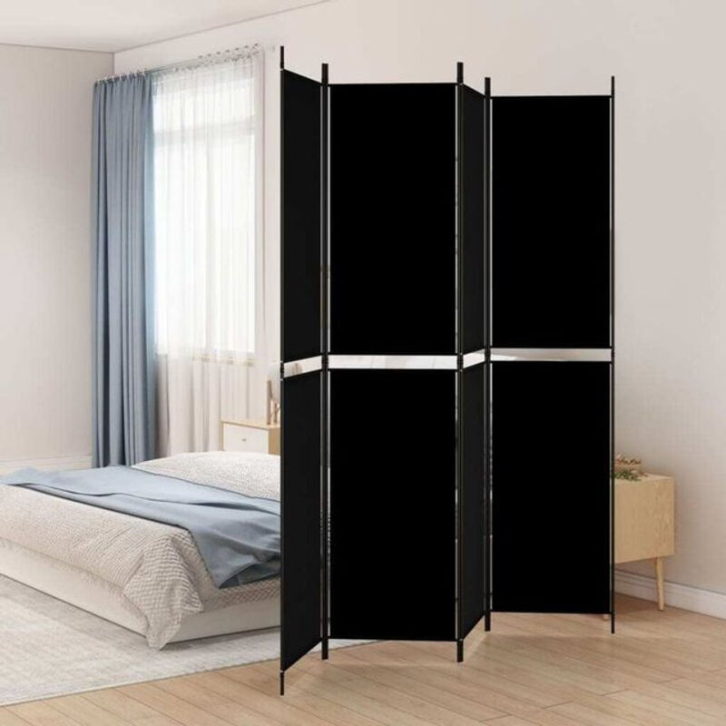 4-tlg. Paravent von vidaxl in Schwarz aus Textil und Metall, B: 200 cm, H: 220 cm - Bild 1