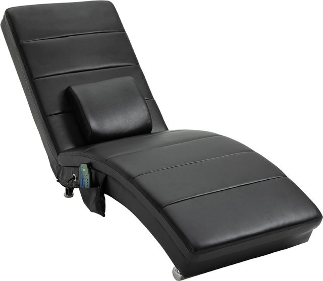 HOMCOM Relaxliege aus Kunstleder mit Massagefunktion und Fernbedienung, Schwarz, B: 58 cm, T: 163 cm, H: 87 cm - Bild 1