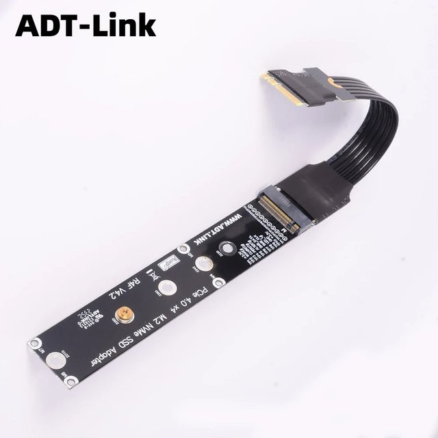 ADT-Link M.2 WiFi zu M.2 NVMe Riser-Kabel Gen4.0 Adapter, A.E Key Stecker-zu-Buchse Verlängerungskabel für M.2 NVMe M-Key SSD zu M2 WiFi Slot, Schwarz - Bild 1