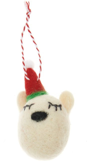 Rico Design Filzbär mit Weihnachtsmütze in Weiß als hängende Weihnachtsfigur - Bild 1