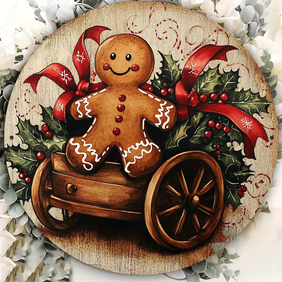 Rundes Lebkuchen-Metallschild von Potdemiel im Vintage-Design für Weihnachten, Durchmesser: 20,3 cm, Mehrfarbig - Bild 4