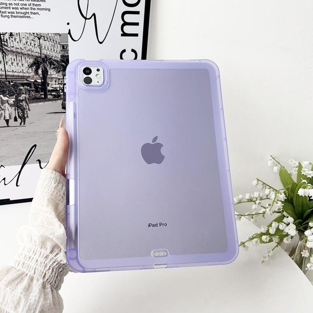 Weiche TPU Stifthalter Hülle für Apple iPad Air und Pro in Violett - Bild 1