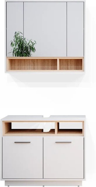 Vicco Badmöbel Beatrice 2er Set aus Spiegelschrank und Unterschrank in Weiß - Bild 2