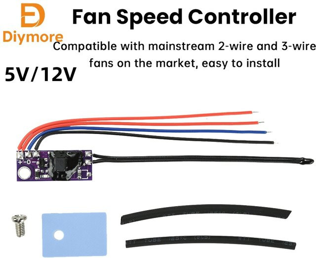 diymore Automatischer Lüfter-Temperaturregler für CPU-Kühlkörper mit 2-Draht und 3-Draht Routing, DC 5V 12V 1,2A, Multicolour - Bild 1
