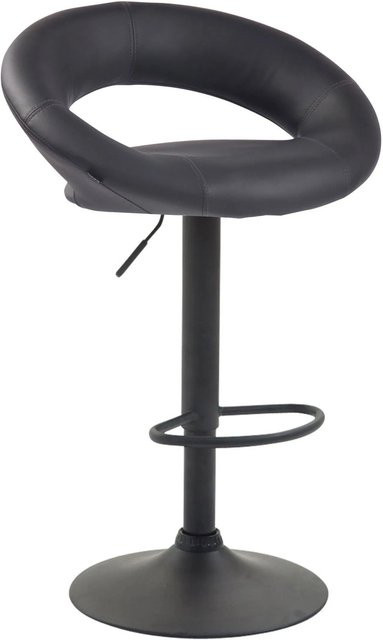 DELUKE Barhocker MEKIM höhenverstellbarer Barstuhl aus Kunstleder in Grau und Schwarz mit Lehne und 360 Grad Drehbarkeit, B/T/H: 53 x 47 x 80 cm - Bild 1