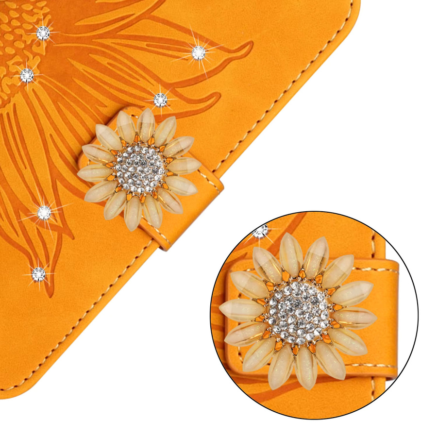 3D-Glitzer-Handyhülle mit Sonnenblumen-Leder-Geldbörse und Kartenhalter für Google Pixel 9 Pro XL 8 8A 7 7A 6 6A in Purple - Bild 4