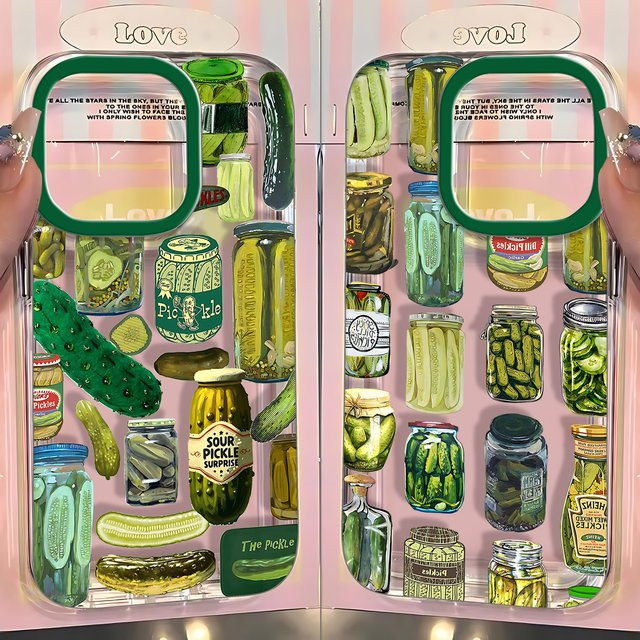 Potdemiel Handyhülle mit Eingelegte Gurke Design für iPhone 11 bis iPhone 17 Pro Max, transparent - Bild 1