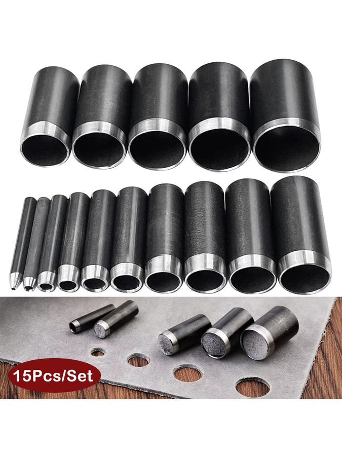 15-teiliges Leder-Kreisschneider-Werkzeug-Set mit Aufbewahrungsbox, Hohlstanzer und Cutter-Werkzeug für Lederhandwerk, 1–15 mm - Bild 5