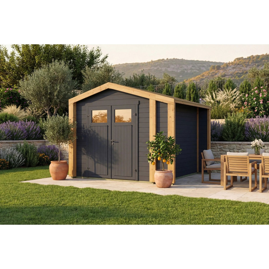 Weka Holz-Gartenhaus Killarney mit Satteldach in Anthrazit-Eiche, B: 311 cm, T: 263 cm, H: 241 cm - Bild 2