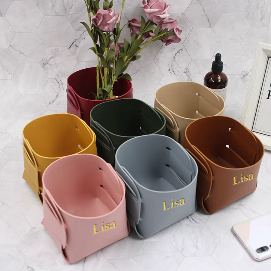 Personalisierbare Aufbewahrungsbox aus PU-Leder in Grün im nordischen Stil mit mehreren Fächern für Make-up-Pinsel, Schlüssel und Stifte - Bild 3