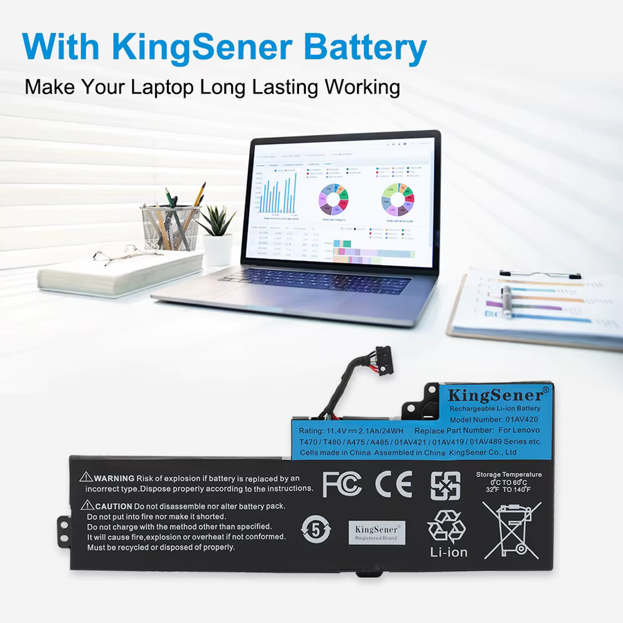 KingSener Interner Akku für Lenovo ThinkPad T470 T480 A475 A485 TP25 in Schwarz - Bild 4