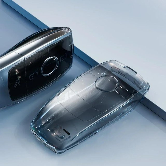 SMHXIANGQIANJIN TPU Autoschlüsselhülle für Mercedes Benz in Transparent und Schwarz - Bild 1