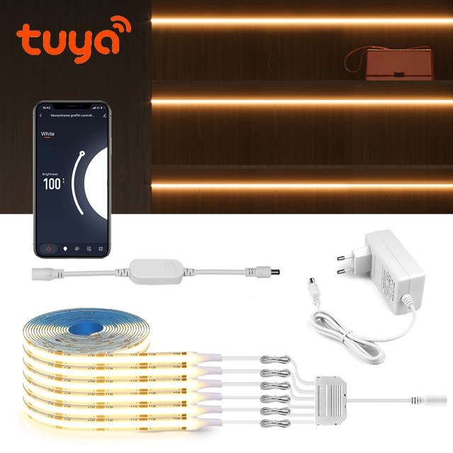 Lcamaw COB LED Streifen Band mit Tuya Smart WiFi Steuerung, 12V, Weiß - Bild 1