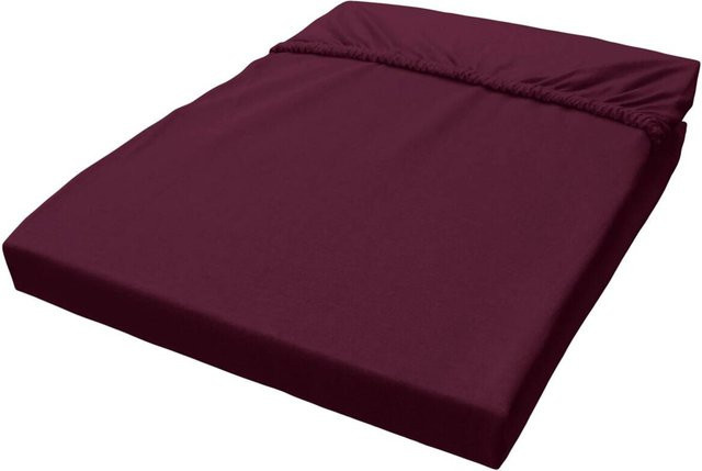 Pocoline Jersey Spannbetttuch aus Baumwolle in Aubergine, B/H/T: 100 x 28 x 200 cm - Bild 1