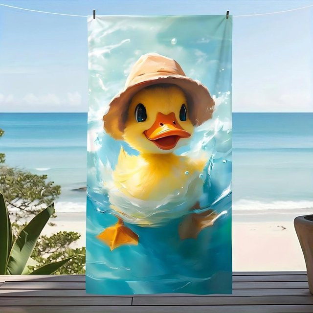 JMG Household Supplies Strandtuch mit gelbem Entenmuster, schnelltrocknend und saugfähig, B/B: 80 x 160 cm - Bild 1