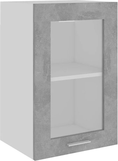 vidaXL Hängeglasschrank in Betongrau mit Glastüren und Regalböden aus Holzwerkstoff, B/T/H: 40 x 31 x 60 cm - Bild 1