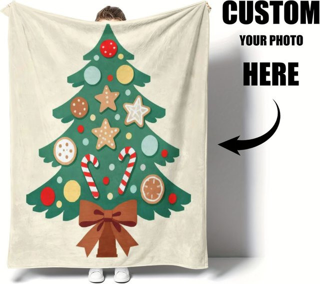 SRH Personalisierte Winter-Plüsch-Fleece-Decke mit individuellem Foto, extra dick und weich, Multicolour - Bild 1