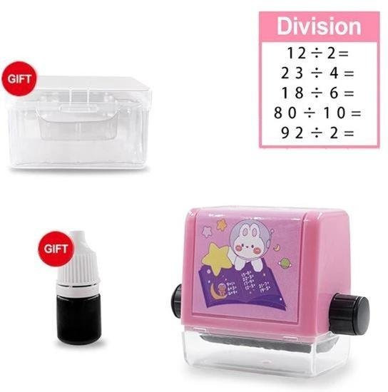 QPO05 Mathe-Rollstempel für Kinder zum Üben von Addition und Subtraktion in Pink - Bild 1