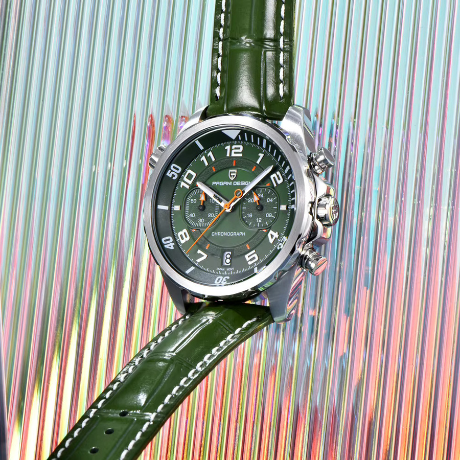 Pagani Design Chronograph, Quarz, Leder, Grün, Herren - Bild 3