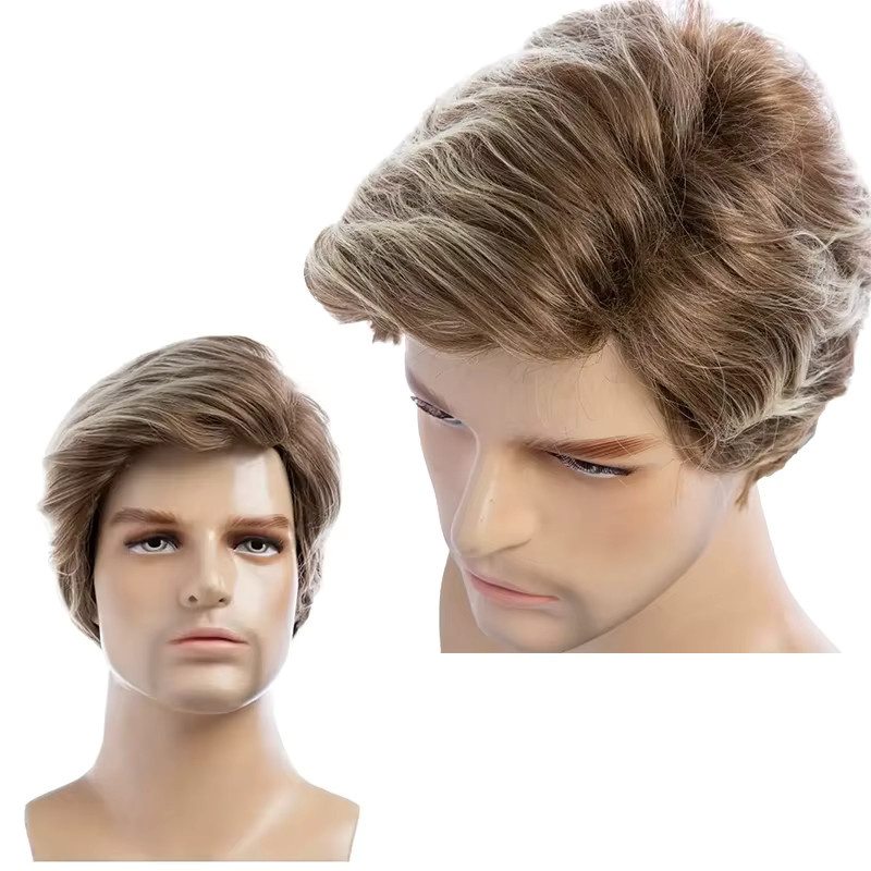 Suri Hair Perücke, kurz lockig, braun, synthetisch, Herren - Bild 2