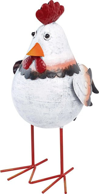 Deko-Figur Hahn stehend aus Stahlblech in Weiß, Höhe: 28 cm, Breite: 14 cm, Tiefe: 18 cm - Bild 1
