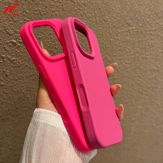NUCWIN Flüssigsilikon-Hülle für iPhone 11 bis 17 Pro Max Plus mit Kamera-Steuerungstasten-Abdeckung in Weiß oder Rosa - Bild 1
