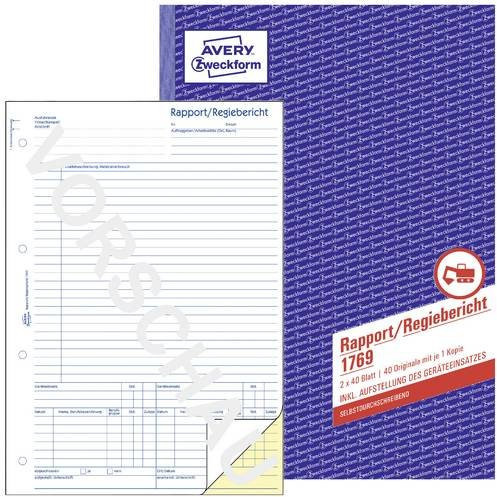 Avery Zweckform Regiebericht Formular 1769 DIN A4 in Weiß und Gelb - Bild 1